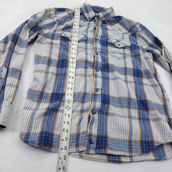 Cody James Pearl Snap Flannel Shirt Men Sz Medium Blue Plaid Long Sleeve Western - Picture 2 of 7